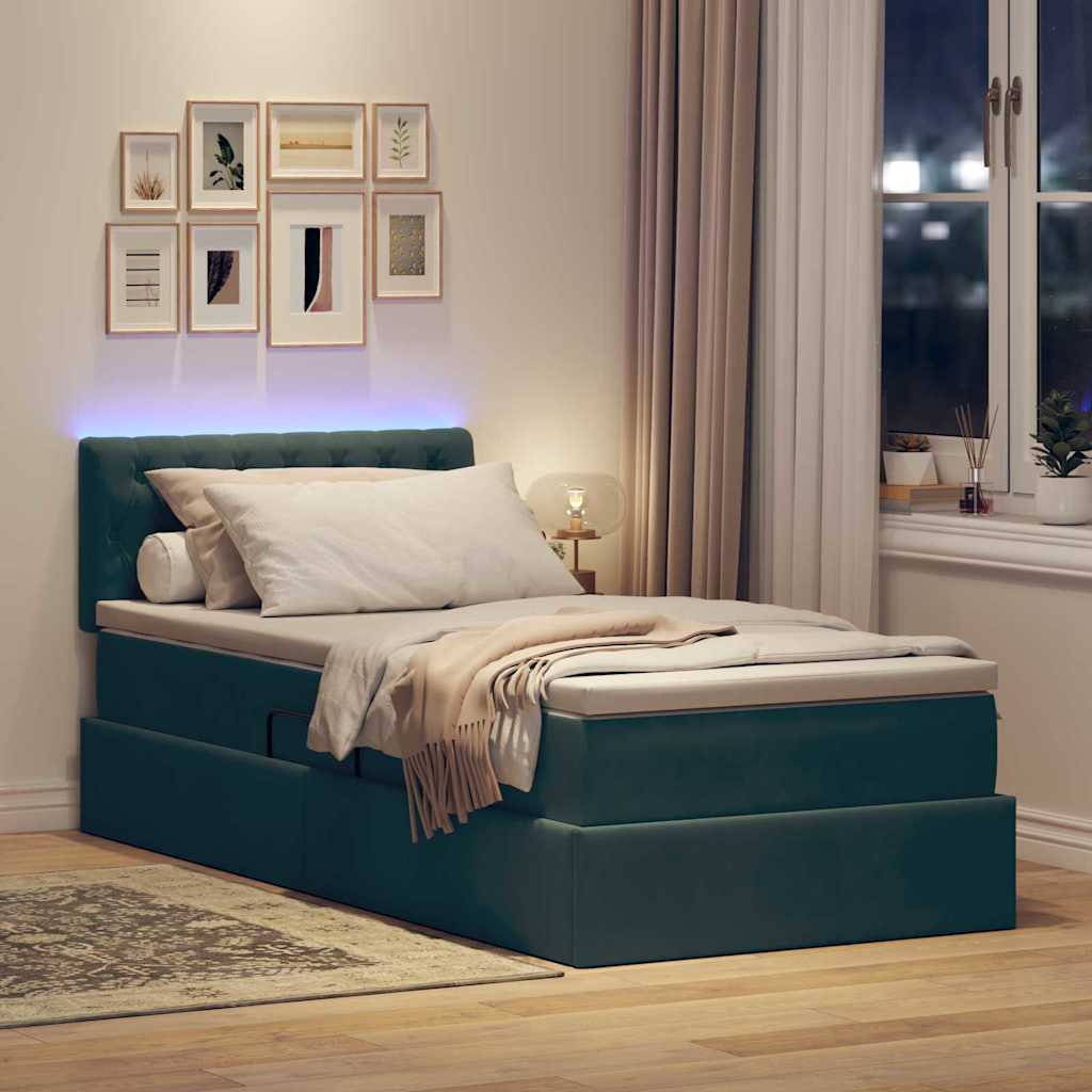 Letto con contenitore LED e materasso Verde Scuro 90 x 200 cm | homemem39