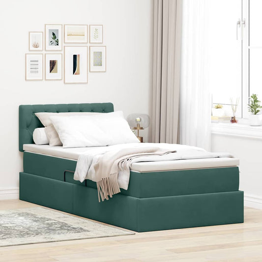 Letto con contenitore LED e materasso Verde Scuro 90 x 200 cm | homemem39