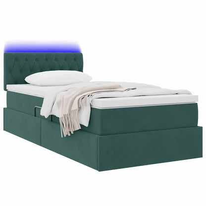 Letto con contenitore LED e materasso Verde Scuro 90 x 200 cm | homemem39