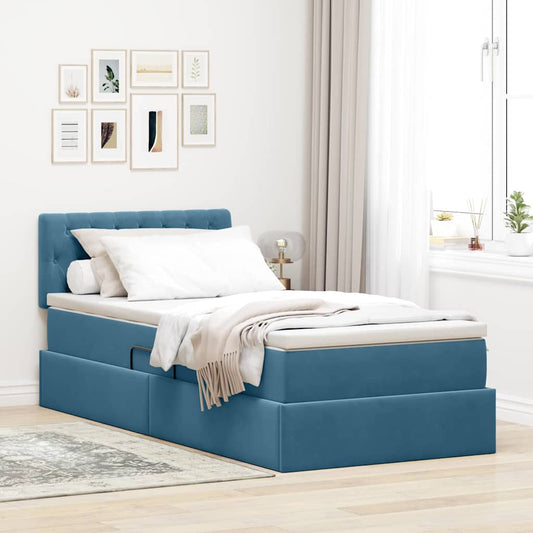 Letto con contenitore LED e materasso Blu Scuro 90 x 200 cm | homemem39