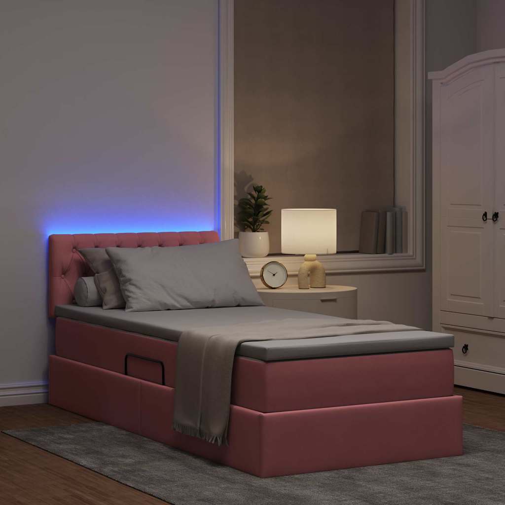 Letto con contenitore LED e materasso Rosa 90 x 200 cm Velluto | homemem39