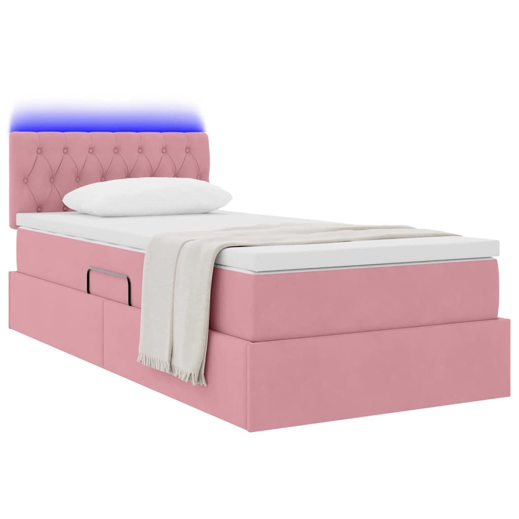 Letto con contenitore LED e materasso Rosa 100 x 200 cm Velluto | homemem39