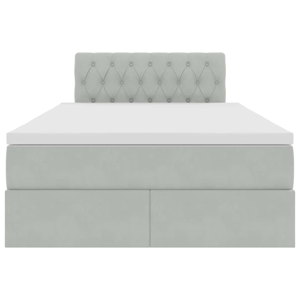 Letto con contenitore e LED Grigio chiaro 120 x 200 cm Velluto