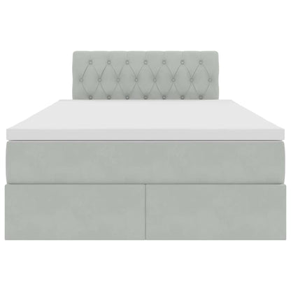 Letto con contenitore e LED Grigio chiaro 120 x 200 cm Velluto