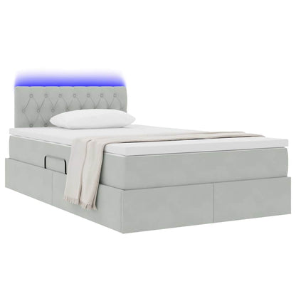 Letto con contenitore e LED Grigio chiaro 120 x 200 cm Velluto