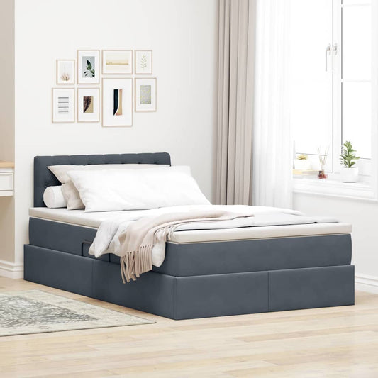 Letto con contenitore LED e materasso Grigio Scuro 120 x 200 cm | homemem39