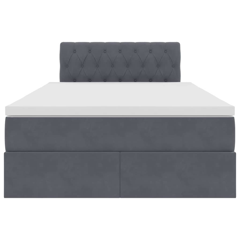 Letto con contenitore e LED Grigio scuro 120 x 200 cm Velluto