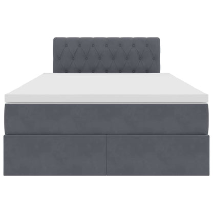 Letto con contenitore e LED Grigio scuro 120 x 200 cm Velluto