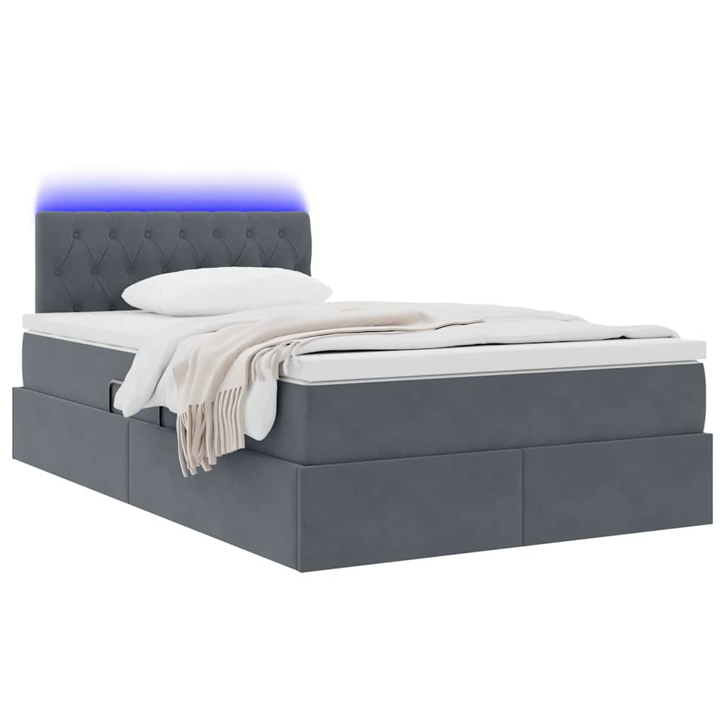 Letto con contenitore LED e materasso Grigio Scuro 120 x 200 cm | homemem39