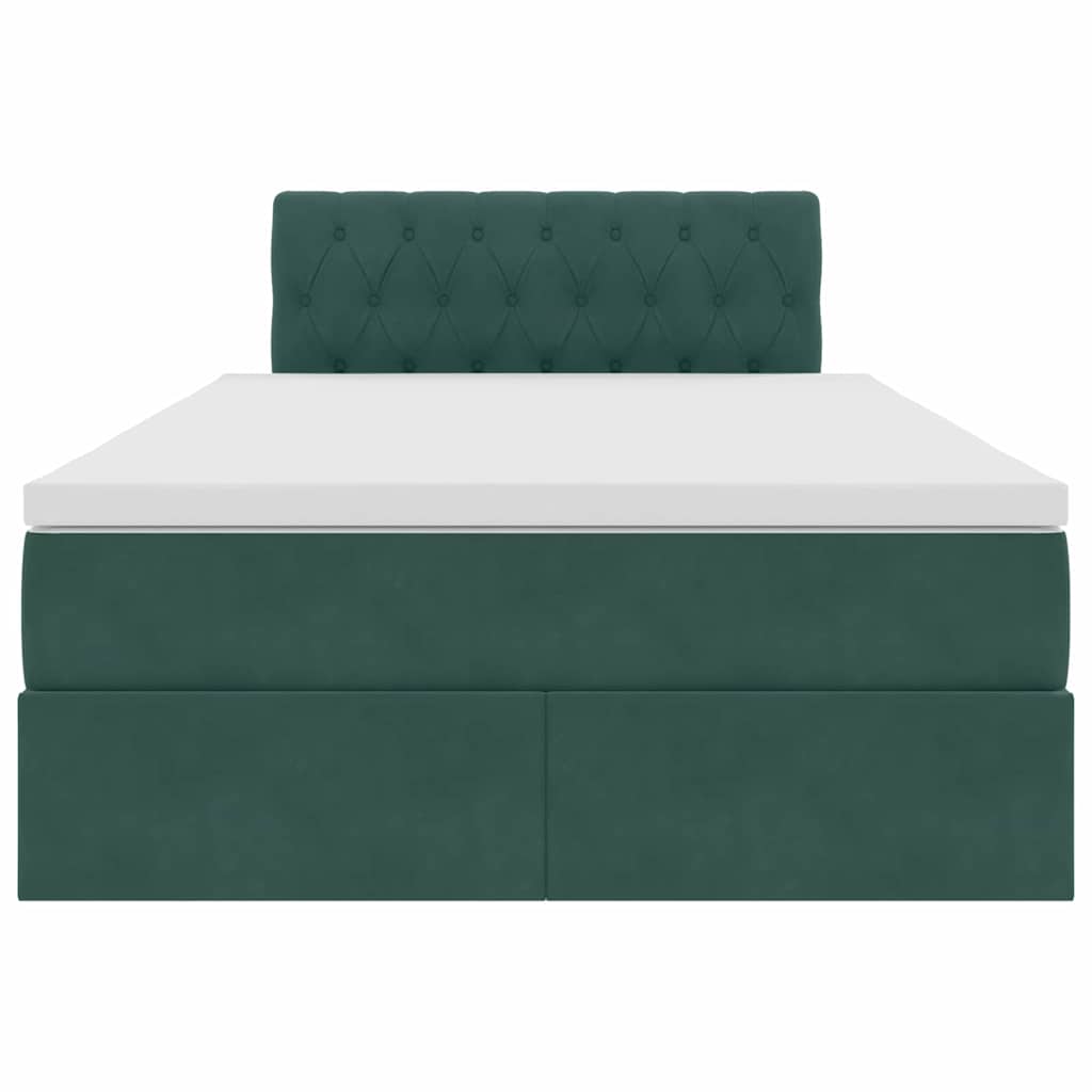 Letto con contenitore e LED Verde Scuro 120 x 200 cm Velluto