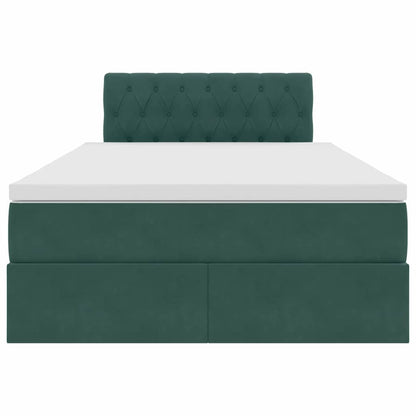 Letto con contenitore e LED Verde Scuro 120 x 200 cm Velluto