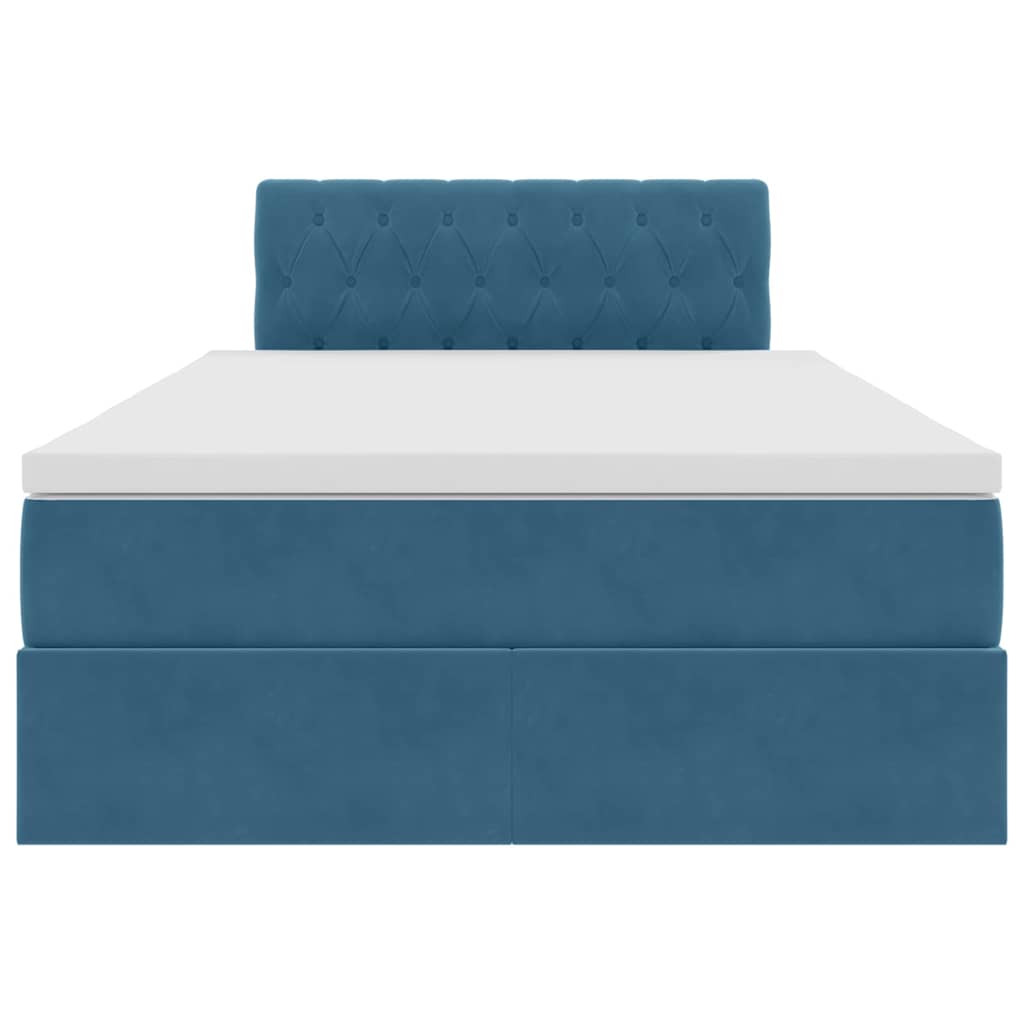 Letto con contenitore e LED Blu Scuro 120 x 200 cm Velluto