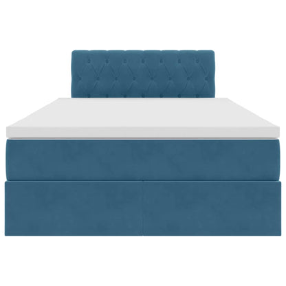 Letto con contenitore e LED Blu Scuro 120 x 200 cm Velluto