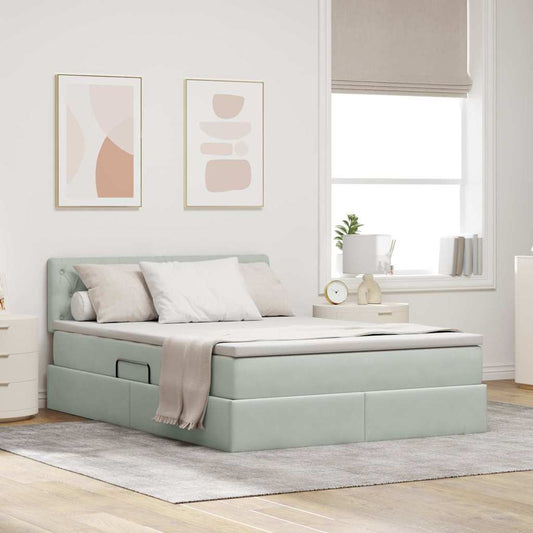 Letto con contenitore LED e materasso Grigio Chiaro | homemem39