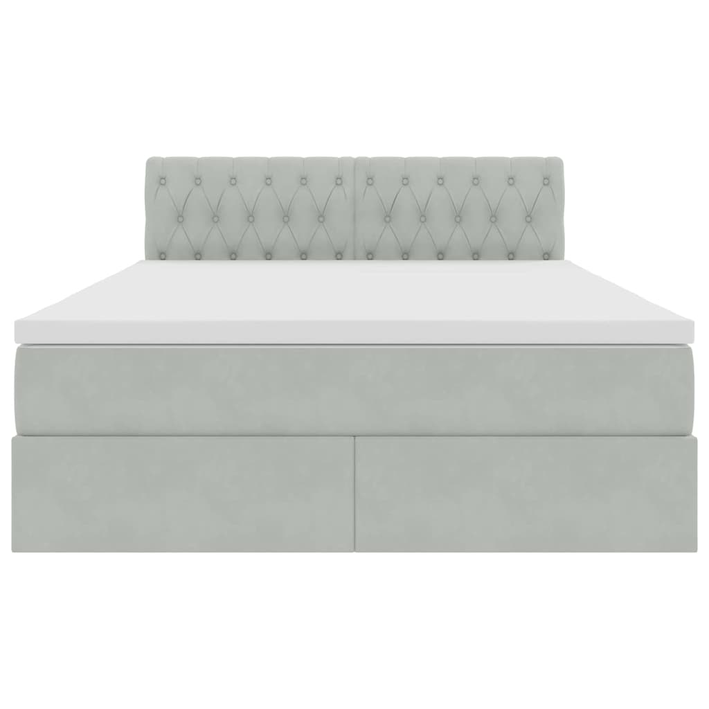 Letto con contenitore e LED Grigio chiaro 140 x 190 cm Velluto