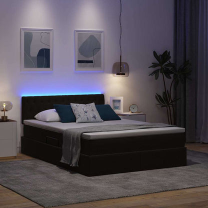 Letto con contenitore LED e materasso Nero 140 x 190 cm Velluto | homemem39