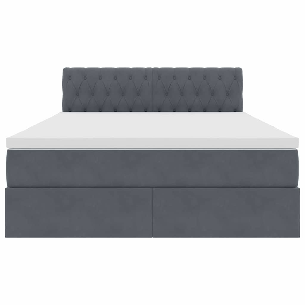 Letto con contenitore e LED Grigio scuro 140 x 200 cm Velluto