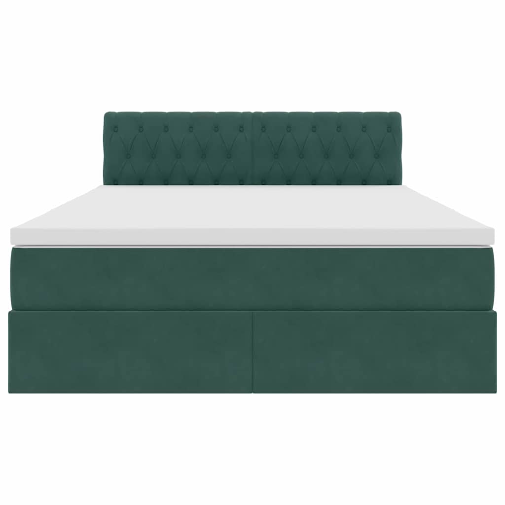 Letto con contenitore e LED Verde Scuro 140 x 200 cm Velluto