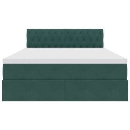 Letto con contenitore e LED Verde Scuro 140 x 200 cm Velluto