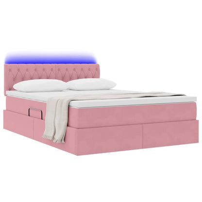 Letto con contenitore LED e materasso Rosa 140 x 200 cm Velluto | homemem39