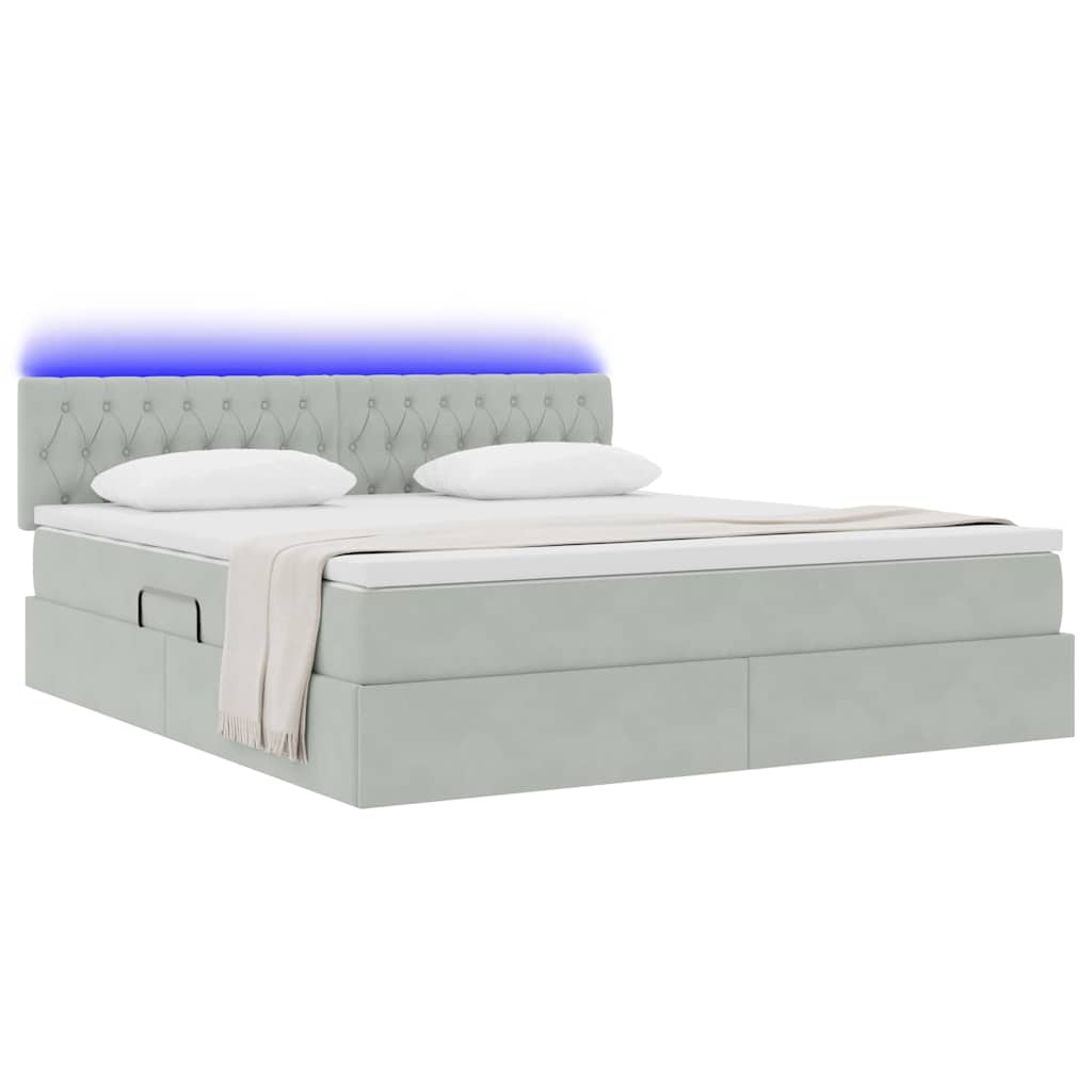 Letto con contenitore LED e materasso Grigio Chiaro | homemem39