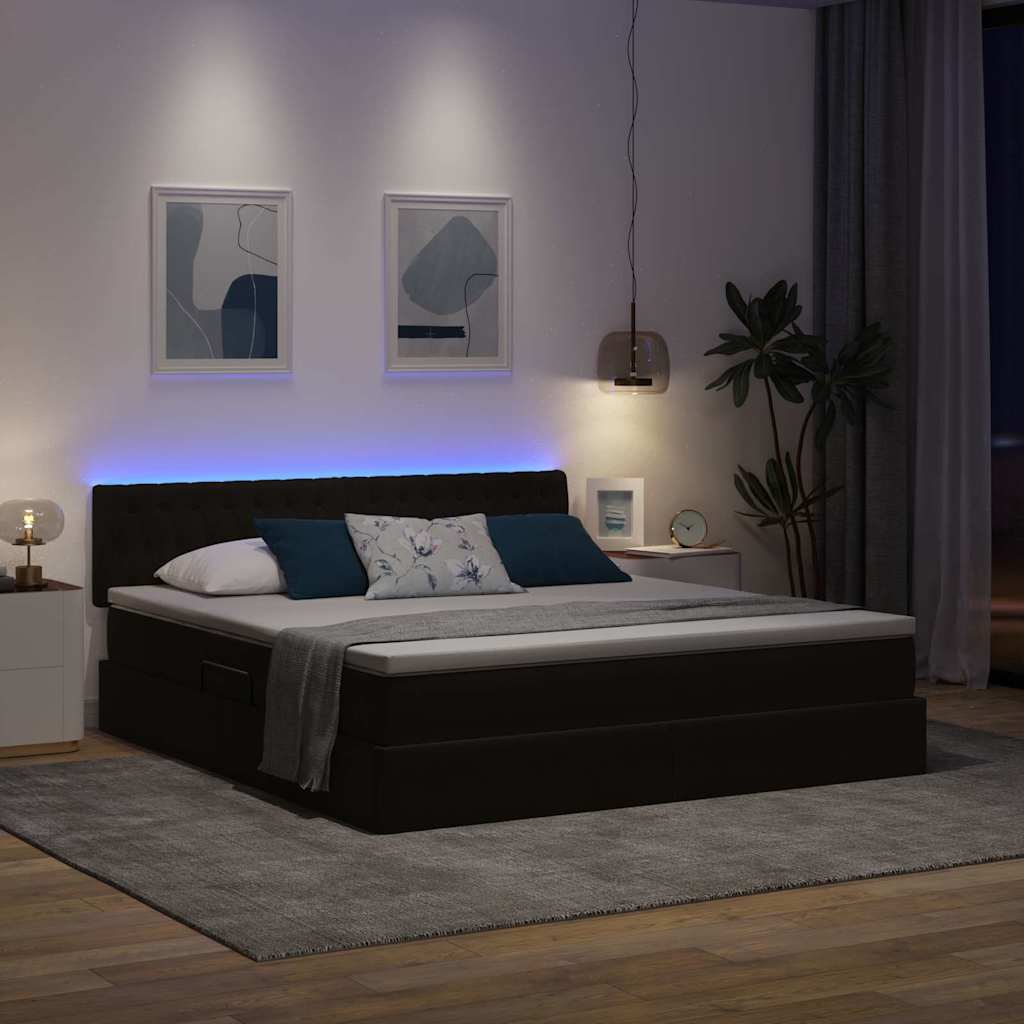 Letto con contenitore LED e materasso Nero 160 x 200 cm Velluto | homemem39