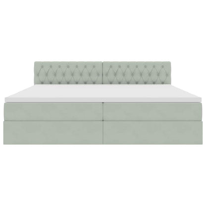 Letto con contenitore e LED Grigio chiaro 200 x 200 cm Velluto