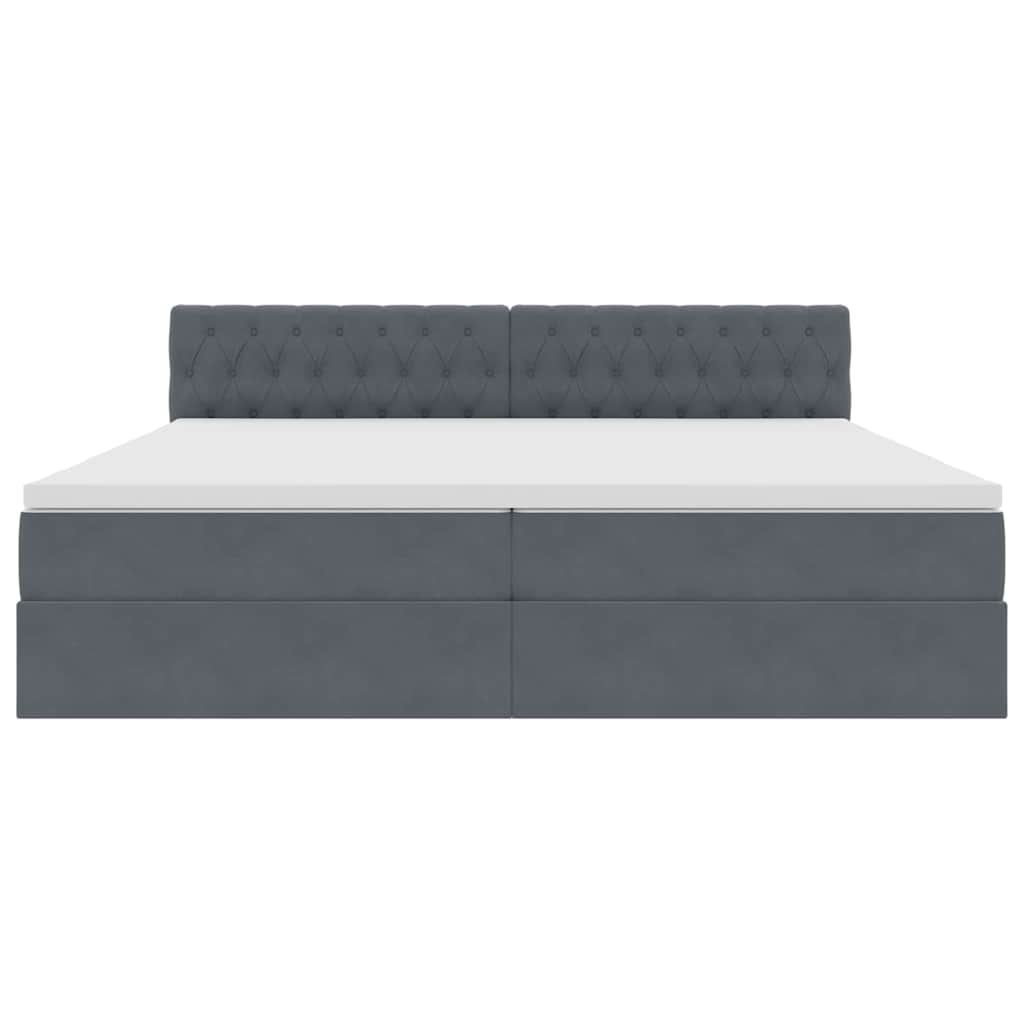 Letto con contenitore e LED Grigio scuro 200 x 200 cm Velluto