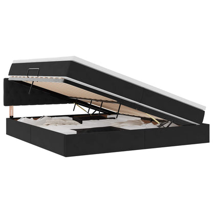 Letto con luci a strisce a LED Nero 200 x 200 cm Velluto