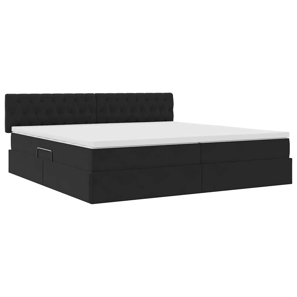 Letto con contenitore LED e materasso Nero 200 x 200 cm Velluto | homemem39