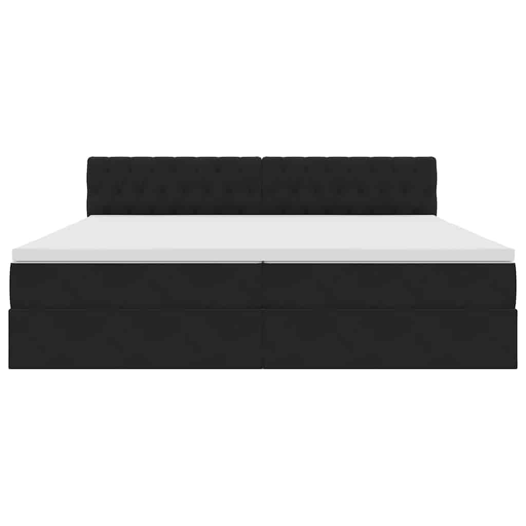 Letto con luci a strisce a LED Nero 200 x 200 cm Velluto