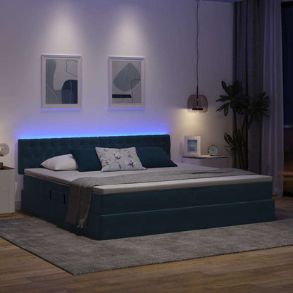 Letto con contenitore LED e materasso Blu Scuro 200 x 200 cm | homemem39