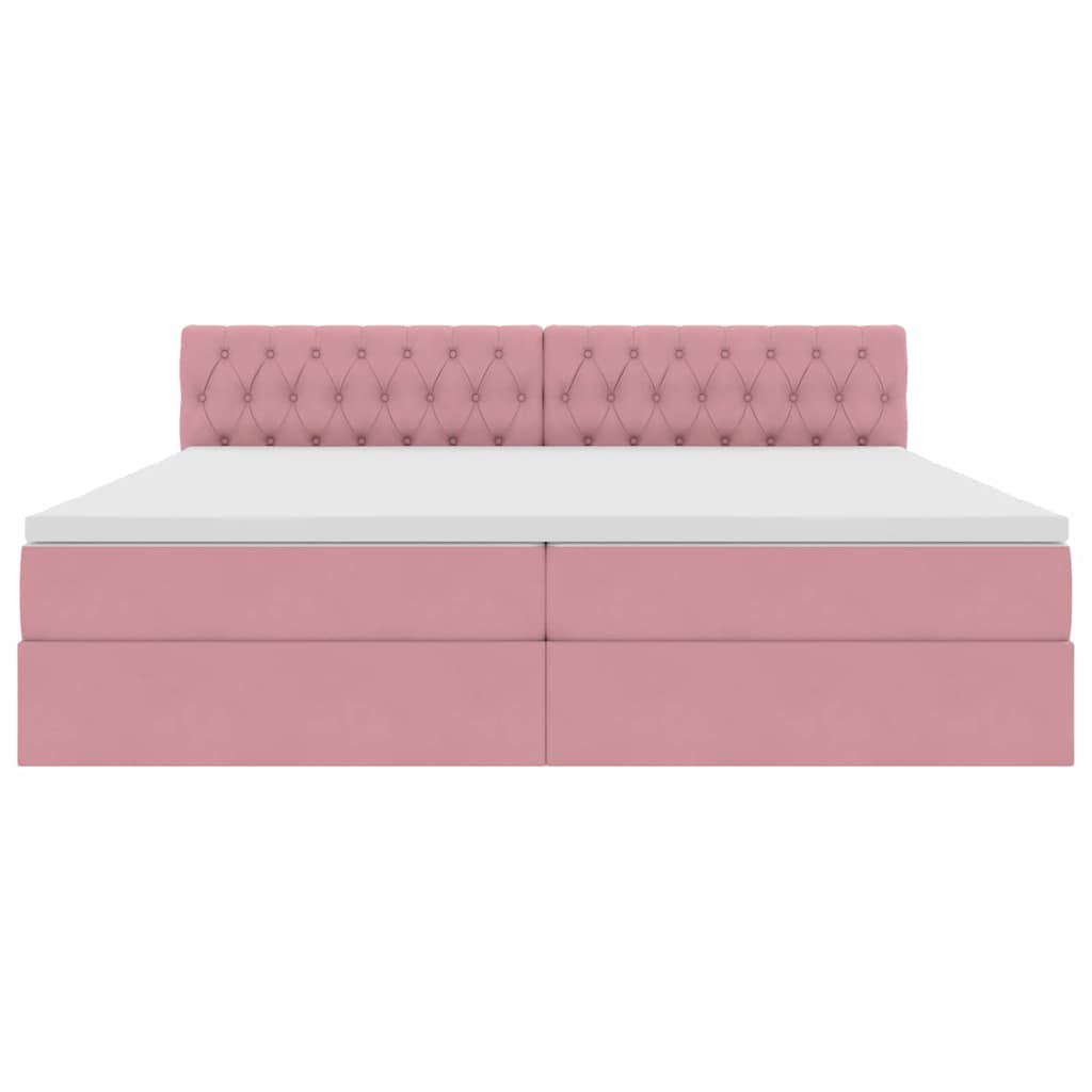 Letto con contenitore e LED Rosa 200 x 200 cm Velluto