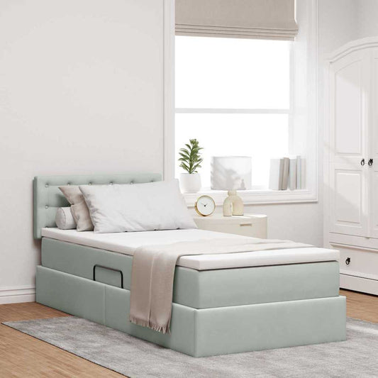 Letto con contenitore LED e materasso Grigio Chiaro 90 x 190 cm | homemem39