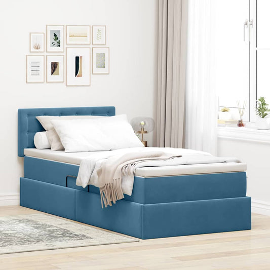 Letto con contenitore LED e materasso Blu Scuro 90 x 190 cm | homemem39