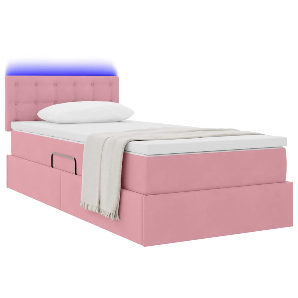 Letto con contenitore LED e materasso Rosa 90 x 190 cm Velluto | homemem39