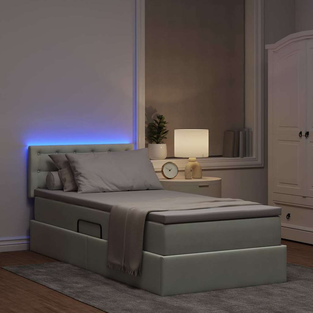 Letto con contenitore LED e materasso Grigio Chiaro 90 x 200 cm | homemem39