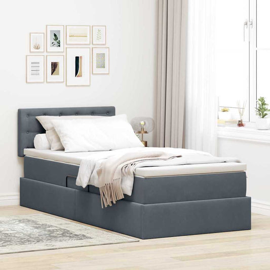 Letto con contenitore LED e materasso Grigio Scuro 90 x 200 cm | homemem39