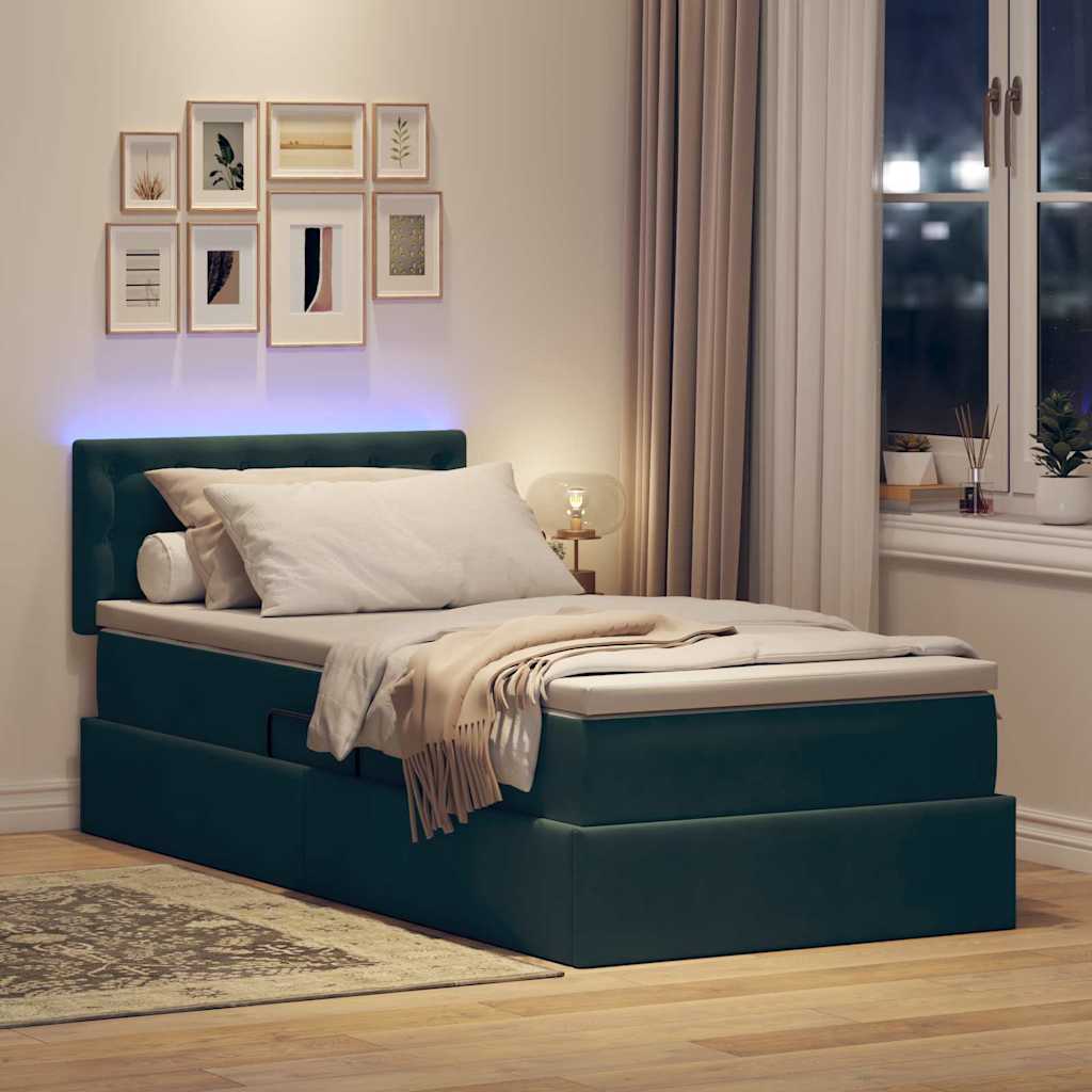 Letto con contenitore LED e materasso Verde Scuro 90 x 200 cm | homemem39