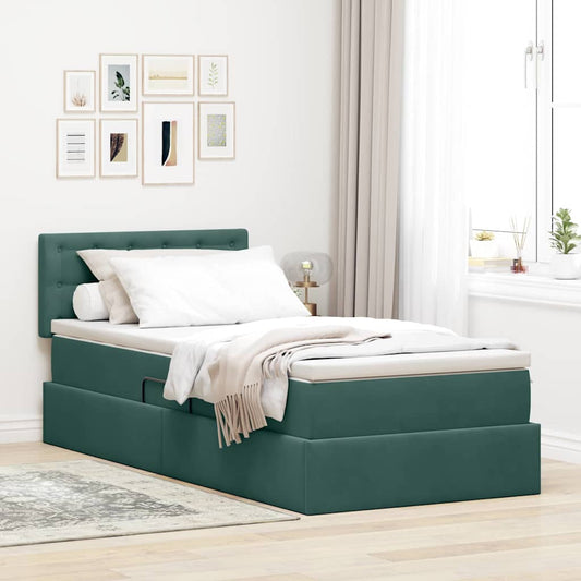 Letto con contenitore LED e materasso Verde Scuro 90 x 200 cm | homemem39