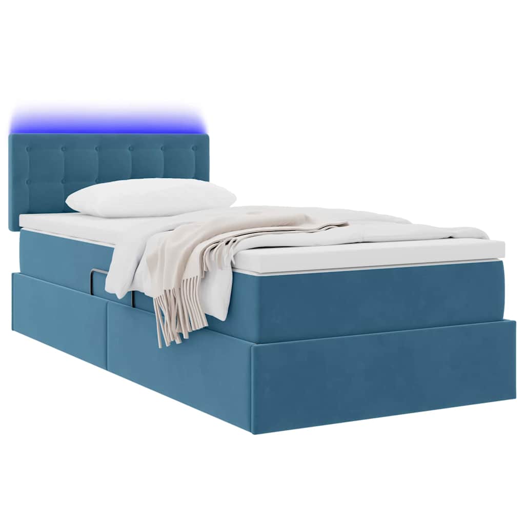 Letto con contenitore LED e materasso Blu Scuro 90 x 200 cm | homemem39