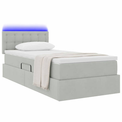 Letto con contenitore LED e materasso Grigio Chiaro | homemem39
