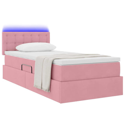 Letto con contenitore LED e materasso Rosa 100 x 200 cm Velluto | homemem39