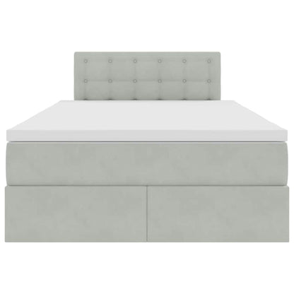 Letto con contenitore e LED Grigio chiaro 120 x 200 cm Velluto