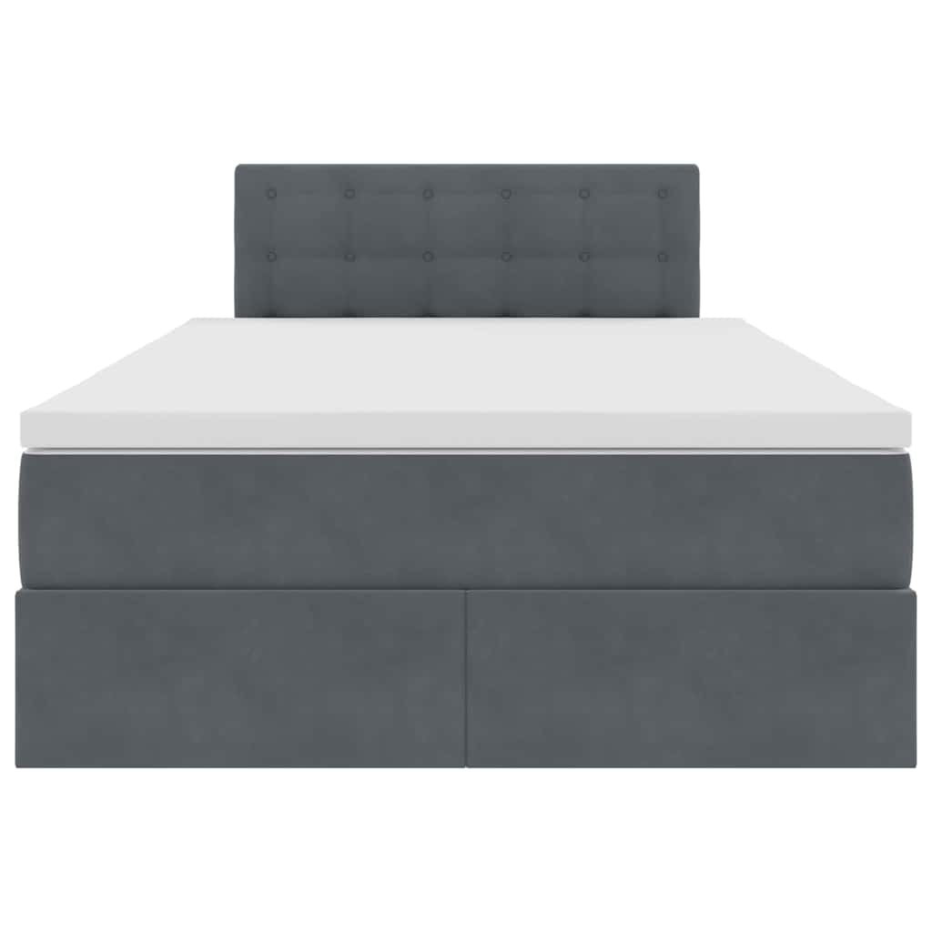 Letto con contenitore e LED Grigio scuro 120 x 200 cm Velluto