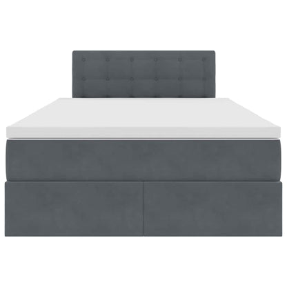Letto con contenitore e LED Grigio scuro 120 x 200 cm Velluto