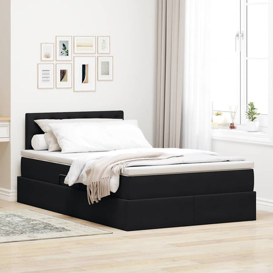 Letto con contenitore LED e materasso Nero 120 x 200 cm Velluto | homemem39