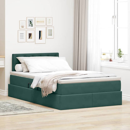 Letto con contenitore e LED Verde Scuro 120 x 200 cm Velluto