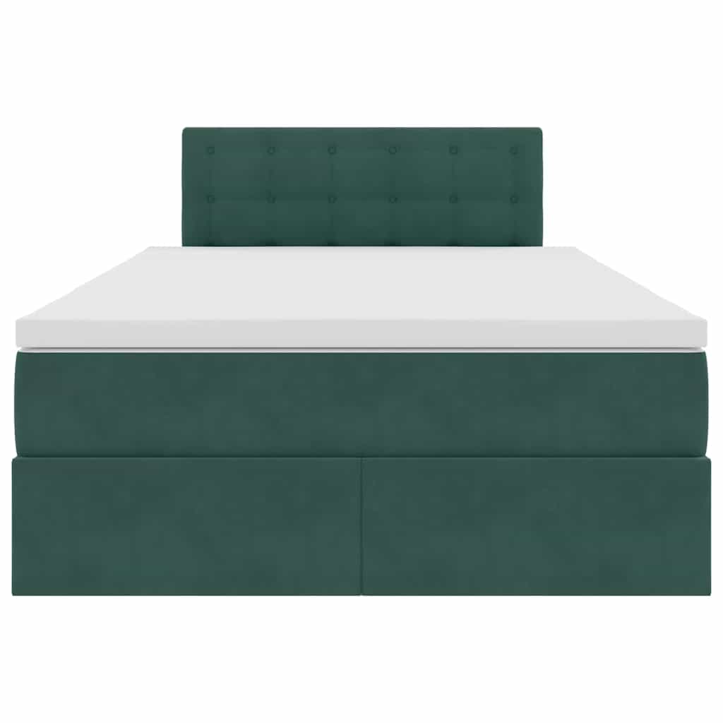 Letto con contenitore e LED Verde Scuro 120 x 200 cm Velluto