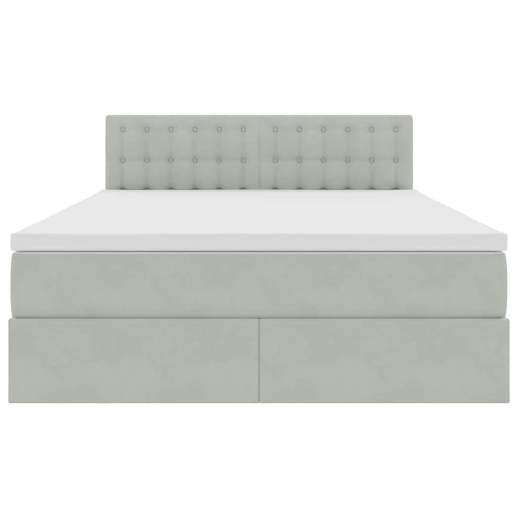 Letto con contenitore e LED Grigio chiaro 140 x 190 cm Velluto